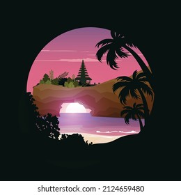 Sunset Island Tanah Lot Beach Bali Landscape Holiday Circle View