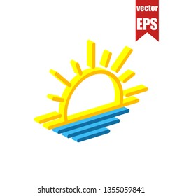 Sunset isometric icon.Vector illustration.