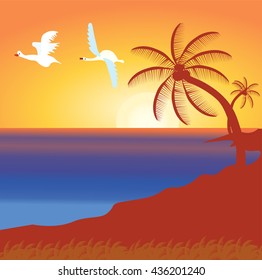 Sunset at lake background