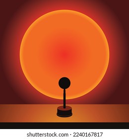 Sunset Lamp, Trending Vector Illustration, Warm Aesthetic