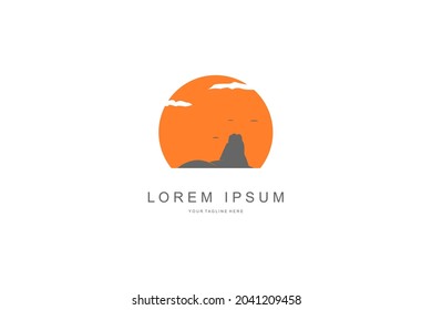 Sunset Land And Mountain Circle Logo Design