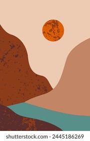 Sunset Landscape Background With Texture Vector Illustration
