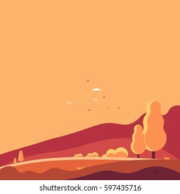 Sunset Landscape Background Vector