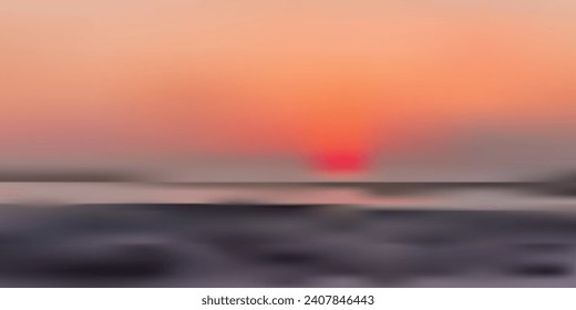 paisaje atardecer playa mar costa mar con un vector color naranja rojo.