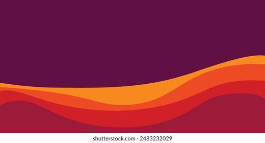 Sunset landscape boho 70's style retro graphic design, waves with abstract vintage art illustration, color gradient, card, poster, sticker design, simple nature element
