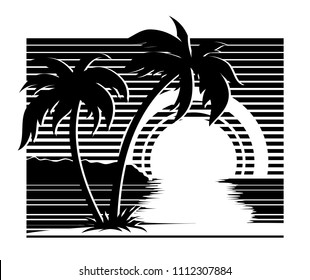 Sunset landscape silhouette