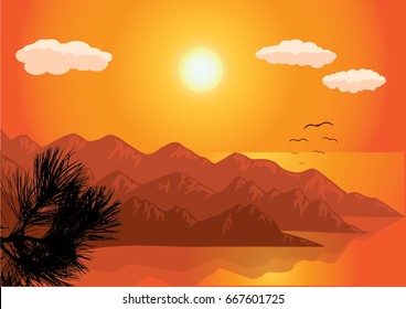 sunset landscape vector