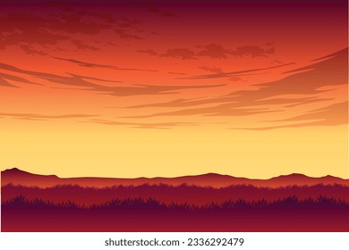 sunset landscape vector art    10