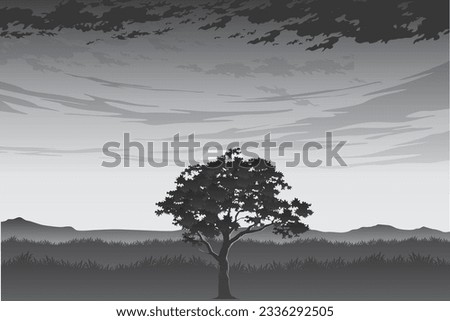 sunset landscape vector art    14