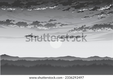 sunset landscape vector art    26