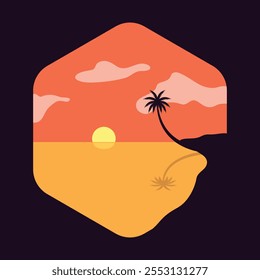 sunset landscape vector art background silhouette t-shirt design