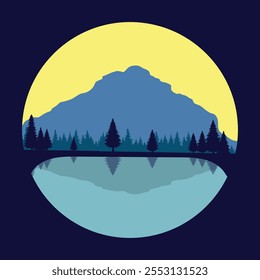 sunset landscape vector art background silhouette t-shirt design