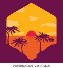 sunset landscape vector art background silhouette t-shirt design