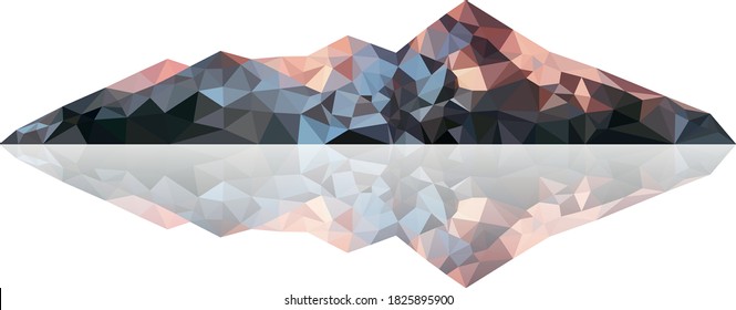 abstracto de montaña de luz de puesta de sol aislado en fondo blanco, ilustración vectorial
