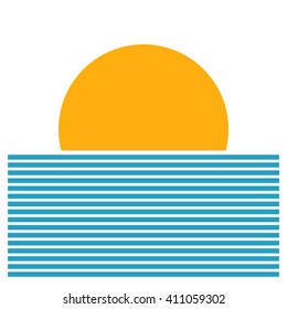 Sunset Line Art (Vector Illustration Concept Design) 