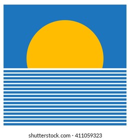 Sunset Line Art (Vector Illustration Concept Design) 