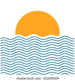 Sunset Line Art (Vector Illustration Concept Design) 