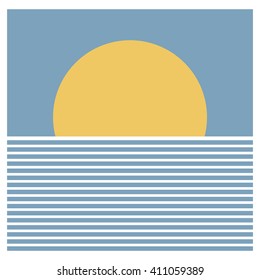 Sunset Line Art (Vector Illustration Concept Design) 