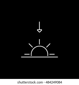 Sunset Line Icon On Black Background