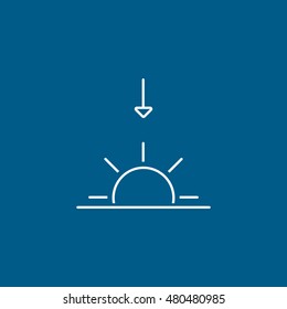 Sunset Line Icon On Blue Background
