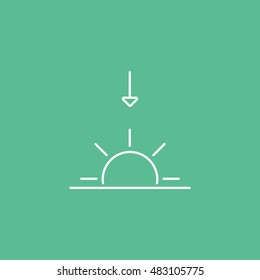 Sunset Line Icon On Green Background