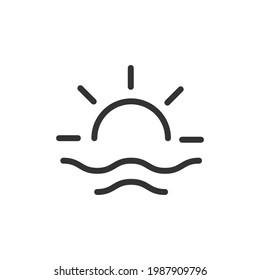 Sunset line icon, sign or symbol. Premium pictogram in trendy outline style. Sunset pixel perfect vector icon isolated on a white background. 