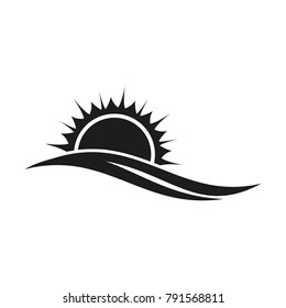 Sunset line icon. Sun logo template. Sea logo template.