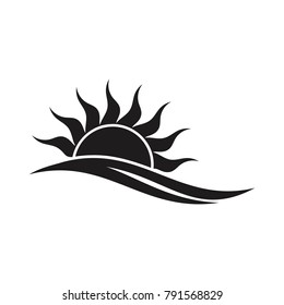 Sunset line icon. Sun logo template. Sea logo template.