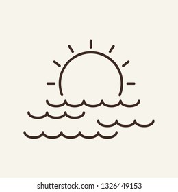 Sunset line icon. Wave, sun, environment. Morning concept. Can be used for topics like paradise, weather, outdoor