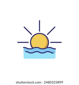 Sunset line icon. Weather, nature, environment. Weather concept. Vector illustration can be used for topics like environment, ecology, weather forecast