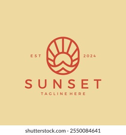 Design de logotipo Premium Sunset Line. Vetor de Ícone Sun