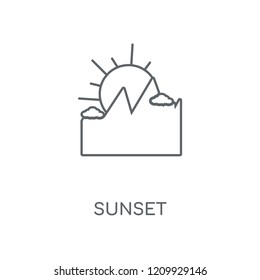 Sunset linear icon. Sunset concept stroke symbol design. Thin graphic elements vector illustration, outline pattern on a white background, eps 10.