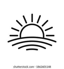 Lineares Sunset-Symbol Steigende Sonnensymbol. Umfasst schwarze Symbole. Vektorgrafik