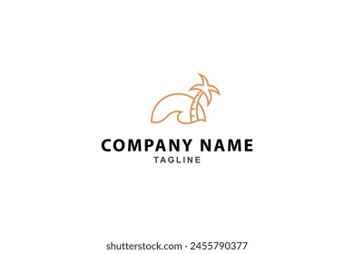 sunset linear logo design with palm tree