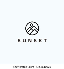 sunset logo / beach icon