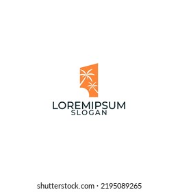 sunset logo, beachside logo, twilight illustration logo.