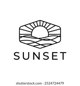 sunset logo design concept label badge