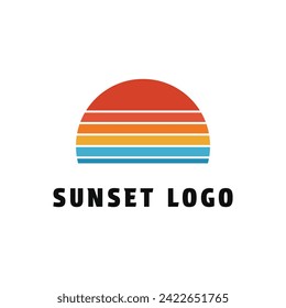 Sunset logo design concept vintage retro stripe style