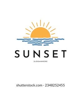 sunset logo design creative idea