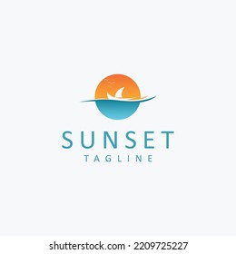 Etiqueta del icono de diseño del logotipo del atardecer