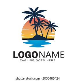 Sunset logo design illustration vector art 