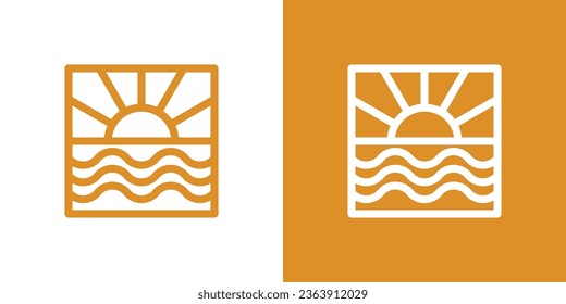 sunset logo design made in a minimalist line style.