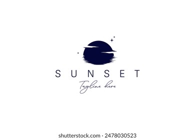 Sunset logo design on white background
