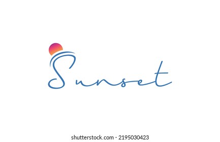 Logo-Design von Sunset, Logo-Design von Sunrise, Sonnenlogo, einfaches Logo