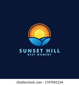 Sunset logo design template icon logotype vector illustration