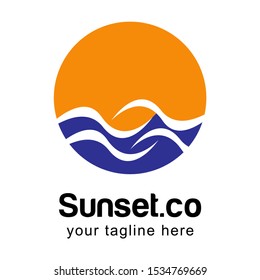 sunset logo design vector. eps 8