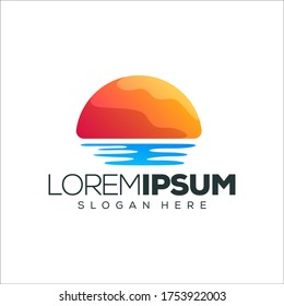 sunset logo design vector illustration