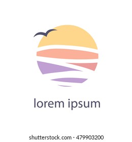 sunset. logo design. vector illustration
