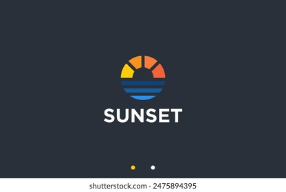 Ilustración de silueta de Vector de diseño de logotipo sunset