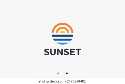 Ilustración de silueta de Vector de diseño de logotipo sunset